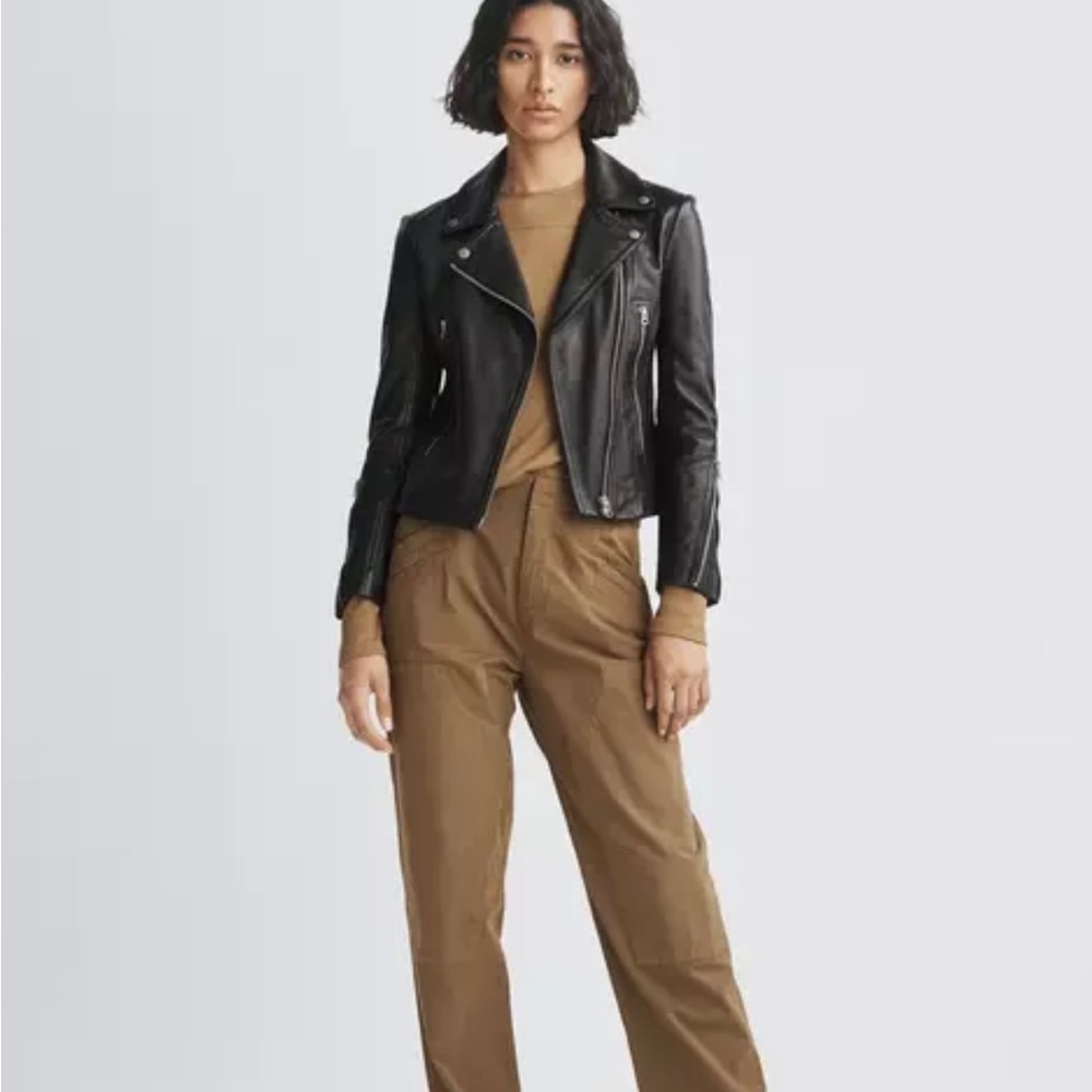 $995 Rag & Bone Women’s Mack Black Leather Slim Fit Moto Jacket XS